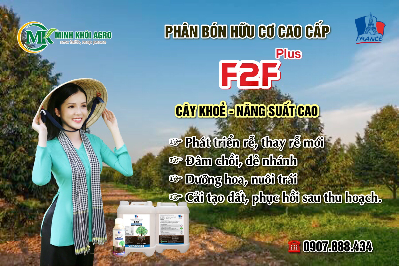 Phân bón hữu cơ cao cấp F2F Plus - Can 5 lít